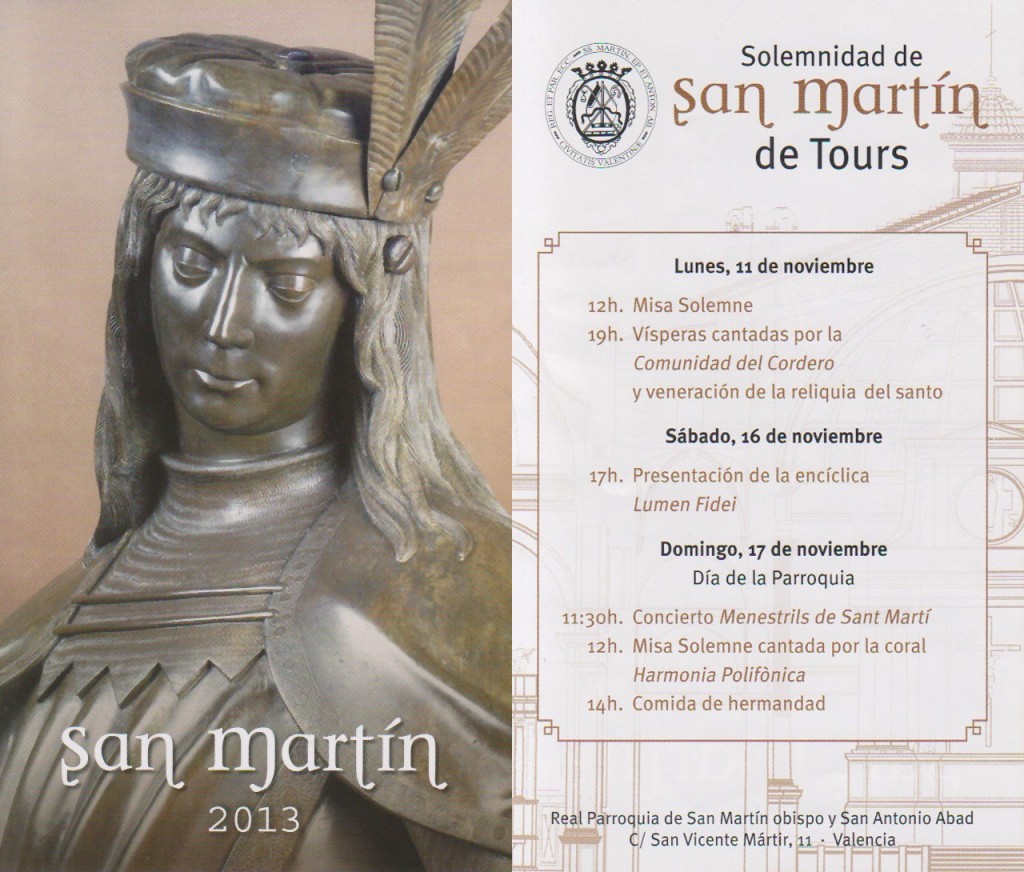 Folleto de horarios de la Solemnidad de San Martín de Tours