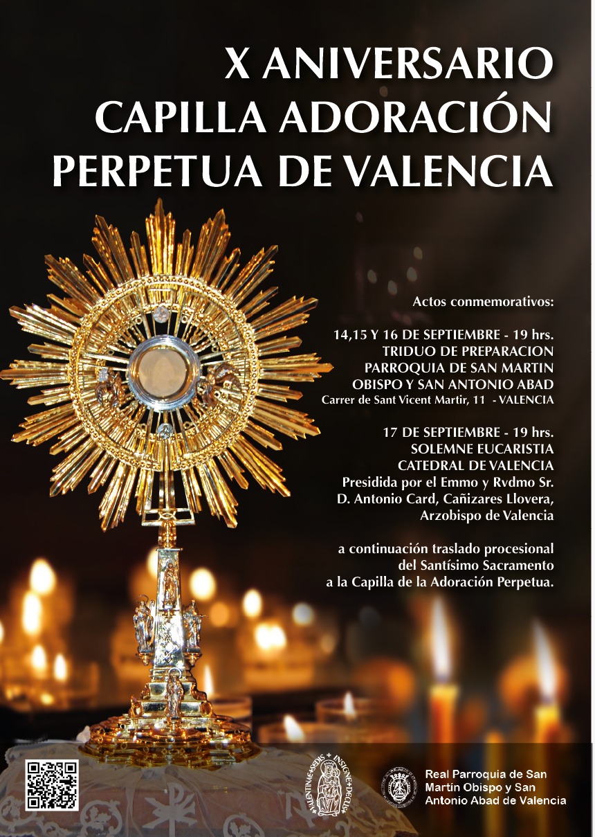 Cartel del 10 aniversario de la Capilla de Adoración Perpetua de Valencia